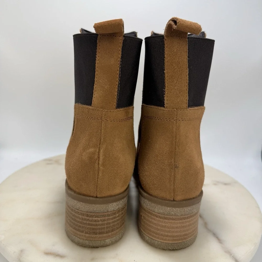 Avellini Brown Suede Chelsea Bootie Crepe Sole Made In Portugal Women's EU39/US8